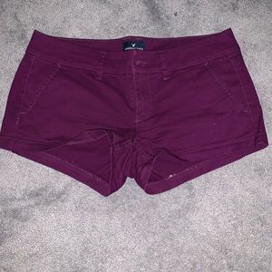 Maroon jean shorts